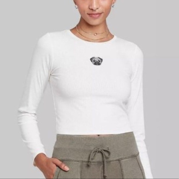 Wild Fable Pug Ribbed Long Sleeve Fitted Top - Picture 8 of 12